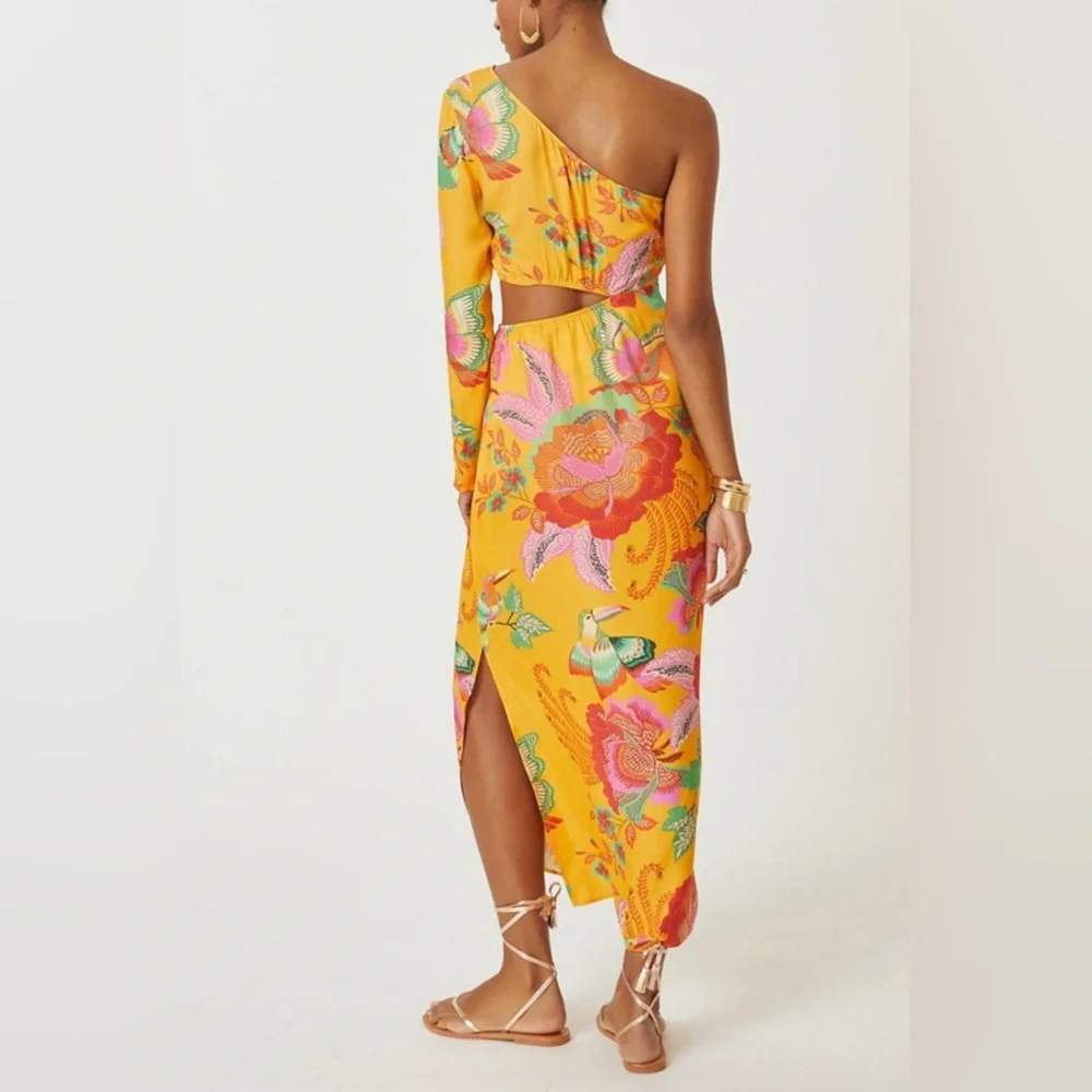 FARM Rio Tangerine Orange Single-Shoulder Printed Maxi Dress - Picture 10 of 11